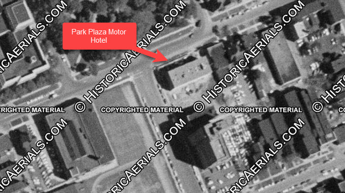 Park Plaza Motor Hotel - 1957 Aerial Photo (newer photo)